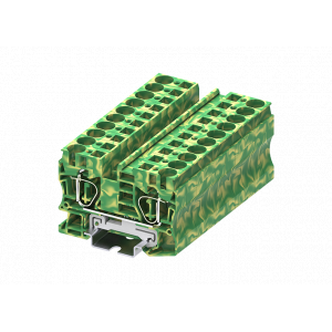 Заземляющая клемма TC10-2-PE, Заземляющая клемма, тип фиксации провода: пружинный, номинальное сечение: 10 мм кв., ширина: 10,2 мм, цвет: желто-зеленый, тип монтажа: DIN35