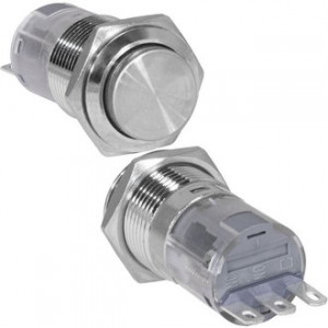 LAS2GQH-11/N ON-(ON), Кнопка антивандальная металлическая без фиксации, 3А 250В, резьба М16