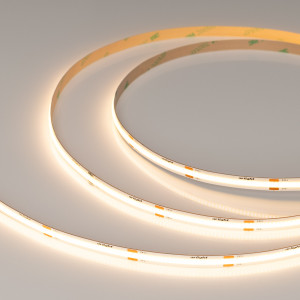 Лента COB-X480-8mm 24V Warm2700 (8 W/m, IP20, CSP, 5m) 039060, Светодиодная лента COB-X480, открытая IP20. Светодиоды CSP, 480 шт/м (2400 шт на 5 м), белая плата, ширина 8 мм, скотч 3М. Цвет ТЕПЛЫЙ 2700K, цветопередача CRI>90, угол 180°. Питание 24 В, мощность 8 Вт/м (40 Вт на 5 м). Размеры 5000х8х1.8 мм. Мин.отрезок