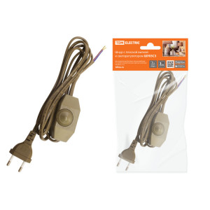 Шнур с плоской вилкой и светорегулятором ШУ05С3 (200Вт, RL) ШВВП 2х0,75мм2 2м. бронза SQ1305-0053