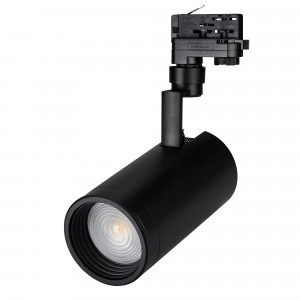 Светильник LGD-ZEUS-4TR-R100-30W Cool SP7500-Fish (BK, 20-60 deg, 230V) 032453, Светильник подвесной для треков/шин 4 провода для продуктов. Мощность 30 Вт, св. поток 2402 лм, 80 лм/Вт, специальный холодный 7500 K для рыбы и морепродуктов, изменяемый угол 20-60°, напряжение питания 230 В. Черный корпус из алюминия, материал линзы PC
