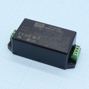 IRM-60-12ST, AC-DC, 60Вт, вход 85...264В AC 47...440 Гц, выход 12В/5А, изоляция 3000В AC, в корпусе на шасси, 109x52x33.5мм, -30...+70°C, винтовые зажимы