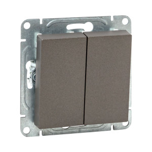 Механизм выключателя, двухклавишный, кнопочный, мокко Эпика EKF UP1-SWM-23