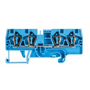 Проходная клемма WKFN 4 D2/2/35 BL, Проходная клемма, 4 точки подключения, тип фиксации провода: пружинный, номинальное сечение: 4 мм кв., 32A, 800V, ширина: 6 мм, цвет: синий, тип монтажа: DIN35