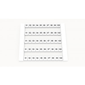 Маркировка (в кассетах) DEK6-50P-19-42Z(H), Кассета с маркировочными шильдиками, для клемм сечением 4 мм.кв., боковая, 50 шильдиков, нанесенные символы: 91...100, с вертикальным расположением, размер шильдика: 5,8 x 5,5 мм, цвет: белый