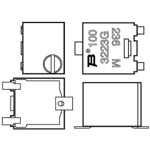 3223G-1-101E, Подстроечные резисторы - для поверхностного монтажа 3MM SQ MT CERMET TRIMMER