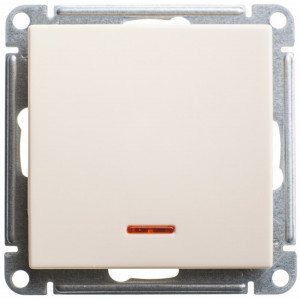 W59 1-клавишный ПЕРЕКЛЮЧАТЕЛЬ с подсв. 10АХ, механизм, СЛОНОВАЯ КОСТЬ VS610-157-2-86