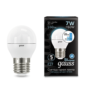 Лампа LED Globe E27 7W 4100K step dimmable 1/10/100 105102207-S