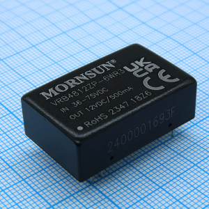 VRB4812ZP-6WR3, Преобразователь DC/DC 6Вт вход 48 (36...75)В выход 12В 0.6А КПД 85% изоляция: 1500В