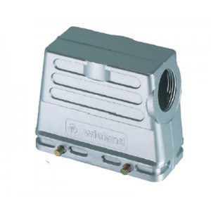 Крышка разъема 73.350.4045.1, Крышка разъема на кабель, типоразмер 16A, EMV, без уплотнителя, 1 отверстие с резьбой для кабельных вводов M25x1,5, с улучшенным подавлением электромагнитных помех, с боковым расположением, без защелок (упоры для двух защелок), материал корпуса: алюминиев