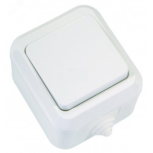 Переключатель проходной 1-кл. ОП 10А IP44 п/герм. бел. 18303