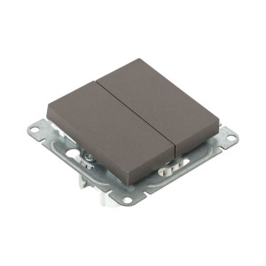 Механизм выключателя, двухклавишный, проходной, мокко Эпика EKF UP1-SWM-21