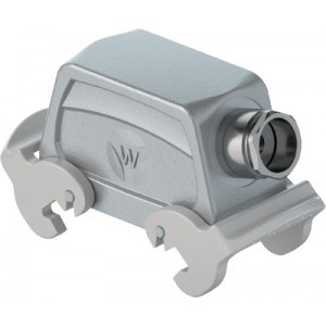 Крышка разъема 70.355.2435.0, Крышка разъема на кабель, типоразмер 24B, без уплотнителя, 1 кабельный ввод M25x1,5, IP54, с боковым расположением, с двумя защелками, материал корпуса: алюминиевый сплав