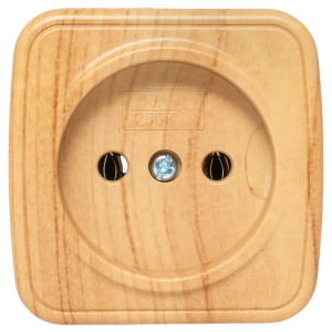 Розетка 1-местная ОП Минск 10А без заземления светлое дерево EGR10-022-30