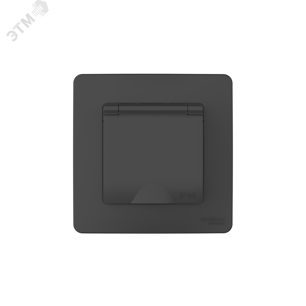 Изображение товара Розетка IP44 с заземлением и крышкой антрацит 16А 220В SYSTEME ELECTRIC