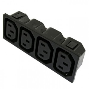 AC-007, Разъем питания серии AC, 4-х местная розетка 3-х полюсная, защелка на панель, 10А 250В