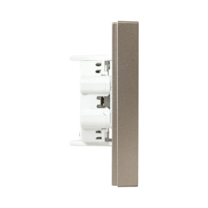 Механизм розетки двойной, 16А, без заземления, со шторками, с рамкой, шампань Эпика EKF UP1-SOC-201