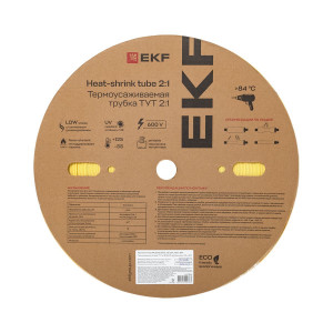 Термоусаживаемая трубка ТУТ нг 20/10 желтая рулон PROxima tut-20-y