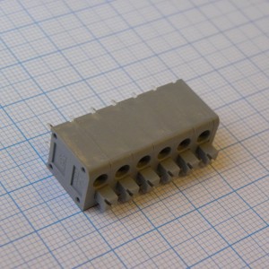 DG236-5.0-06P-11-00A(H), Нажимной безвинтовой клеммный блок на 4 контакта. Зажим типа торцевой контакт. Серия DG236-5.0