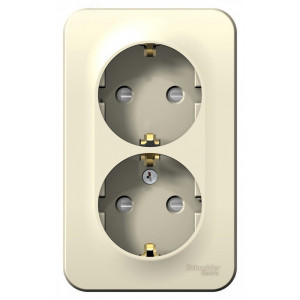 BLANCA О/У РОЗЕТКА двойная с заземл. со шт. ИЗОЛ.ПЛ.,16А, 250В, МОЛОЧНЫЙ C2 BLNRA011212