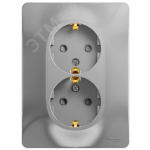 Розетка 2-м СП Glossa 16А IP20 с заземл. защ. шторки в сборе алюм. SE GSL000326
