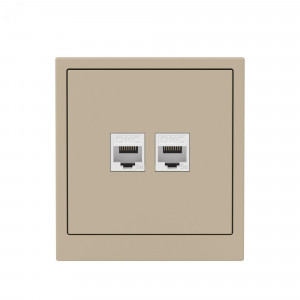 Компьютерная розетка RJ-45 без шторки, кат.5е двойная, KANT, ванильный марципан 7015664