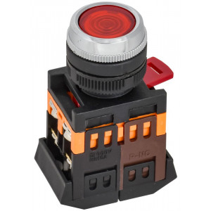 Кнопка ABLFS-22 d22мм 1з+1р 240В неон кр. BBT30-ABLFS-K04