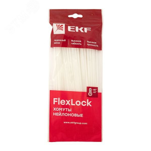 Хомут P6.6 3.6х200 FlexLock стандартный бел. (уп.100шт) PROxima plc-fl-ctsw-3.6x200