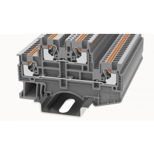 Этажная клемма DSKK1.5-01P-11-00Z(H), Этажная клемма, 2 этажа, тип фиксации провода: Push-in, номинальное сечение: 1.5 мм кв., 17,5A, 500V, ширина: 3,5 мм, цвет: серый, тип монтажа: DIN35