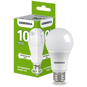 Лампа светодиодная A60 10Вт грушевидная 4000К E27 230В LL-A60-10-230-40-E27-G