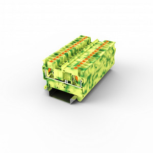 Заземляющая клемма UPT-2.5PE, Заземляющая клемма, тип фиксации провода: Push-in, номинальное сечение: 2,5 мм кв., 800V, ширина: 5,2 мм, цвет: желто-зеленый, тип монтажа: DIN35