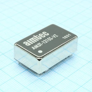 AM3T-1215S-VZ, DC/DC, 3Вт, вход 9…18В, выход 15В/0.2А, изоляция 1500В DC, КПД 79%, максимальная емкостная нагрузка не более 470мкФ, DIP24, 31.75x20.32x10.16мм, -40…85°C, металл
