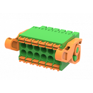 Розеточный разъем на кабель MC-DRT3.5H16P-I-0001, Розеточный разъем, прямой, 2 этажа, на кабель, шаг: 3.5 мм, 8x2 полюсов, фиксация провода Push-in, исполнение: с поворотной защелкой, 160V, 8A, цвет: зеленый