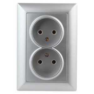 4-204-03 Розетка 2х2P, 16А-250В, СУ, Solo, алюминий (10/100/1500) Б0043328