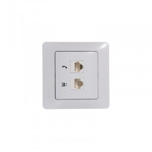 Розетка компьютерная + телефонная 2-м СП Glossa RJ45 + RJ11 кат.5E механизм бел. SE GSL000185