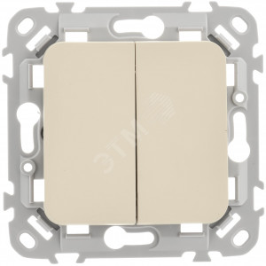 FLITE Выключатель 2-клавишный 10А ВС12-1-0-ФлСл сливочный IEK FI-V20-0-10-1-K86