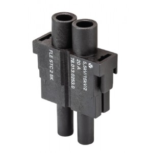 Вилочная контактная вставка 78.013.0253.0, Вилочная контактная вставка, обжимная фиксация, 2 полюса, типоразмер FLEX, 2,8/5,5kV, 20A, (обжимные контакты поставляются отдельно)