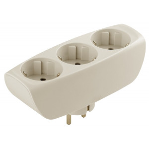 Разветвитель электрический SP-3e-I на 3 розетки c заземлением со шторками 16А слоновая кость Б0002370