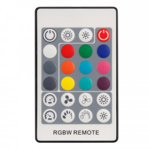 Контроллер VT-S07-4x6A (12-24V, ПДУ 24 кн, RF) 021317, RGBW-контроллер с RF радиопультом 24 кнопки, регулировка скорости, яркости. Питание 12-24VDC, макс.ток 4х6A, мощность 288-576W. Металлический корпус, мощные винтовые клеммы. Габариты 91х88х24 мм.