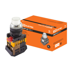 Кнопка ABLFP-22 белый d22мм неон/230В 1з+1р SQ0704-0030