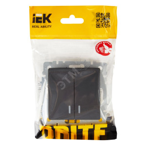 Выключатель 2-кл. СП BRITE ВС10-2-1-БрГ 10А с инд. графит BR-V20-1-10-K53