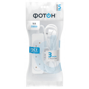 Удлинитель сетевой 10-33 [1х3], 3м, 10А, без заземл, Белый 21112