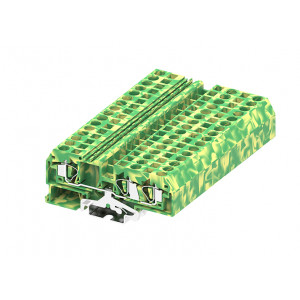 Заземляющая клемма 206957, Заземляющая клемма, 3 точки подключения, тип фиксации провода: пружинный, номинальное сечение: 6 мм кв., ширина: 8 мм, цвет: желто-зеленый, тип монтажа: DIN35