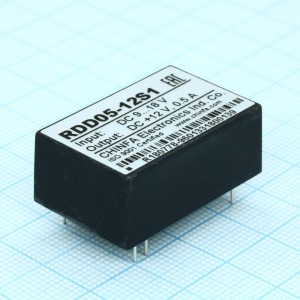 RDD05-12S1, Преобразователь DC/DC, 5Вт, Uвх=9…18В, Uвых=12В/500мА, изоляция 1500В DC, 32х20х12.7мм, -25°С…+71°С
