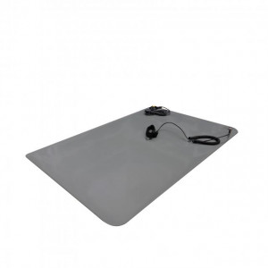 Антистатический коврик НАК-1С, 2-х слойный эластичный, размер 600х400мм, комплект поставки: антистатический коврик, 2 кнопки 10 мм, гарнитура заземления коврик-земля