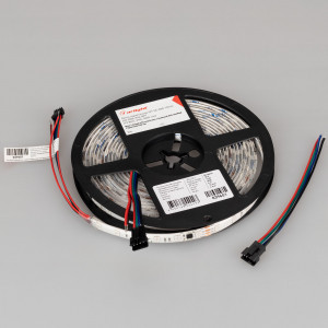 Лента герметичная SPI-SE-B60-10mm 24V RGB-PX6-BPT (12 W/m, IP65, 5060, 5m) 039601, Светодиодная лента SPI-SE-B60, герметичная IP65 (SE- силиконовое покрытие), с микросхемой MT1808A. Светодиоды 5060, 60 шт/м (1 pixel = 6 LED), белая плата, обход битого пикселя - BPT, скотч 3М. Цвет RGB, угол 120°. Питание 24 В, мощность 12 Вт/м (60 Вт на
