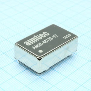 AM3T-4812S-VZ, DC/DC, 3Вт, вход 36…72В, выход 12В/0.25А, изоляция 1500В DC, КПД 80%, максимальная емкостная нагрузка не более 470мкФ, DIP24, 31.75x20.32x10.16мм, -40…85°C, металл
