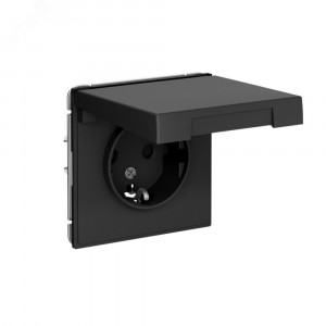 Розетка ArtGallery 16А IP20 с заземл. защ. шторки с крышкой механизм карбон SE GAL001046