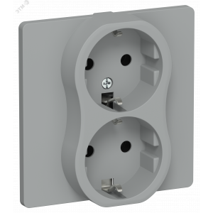 FLITE Розетка 2-местная с заземлением без защитных шторок безвинтовое крепление 16А в сборе РС12-1-К-ФлС серый IEK FI-R21C-16-1-K03