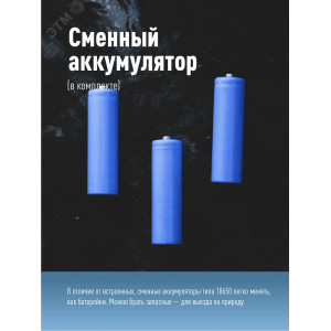 Фонарь аккумуляторный кемпинговый LED 10Вт съемн. аккум. Li-ion18650 2х2.2А.ч Power-bank USB-шнур KOS604Lit